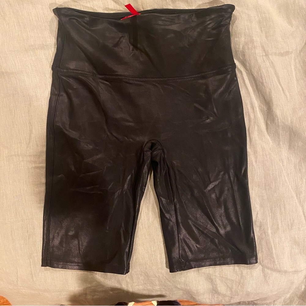 SPANX Black Bike Shorts with High-Rise Waistband and Compression Fit Size M